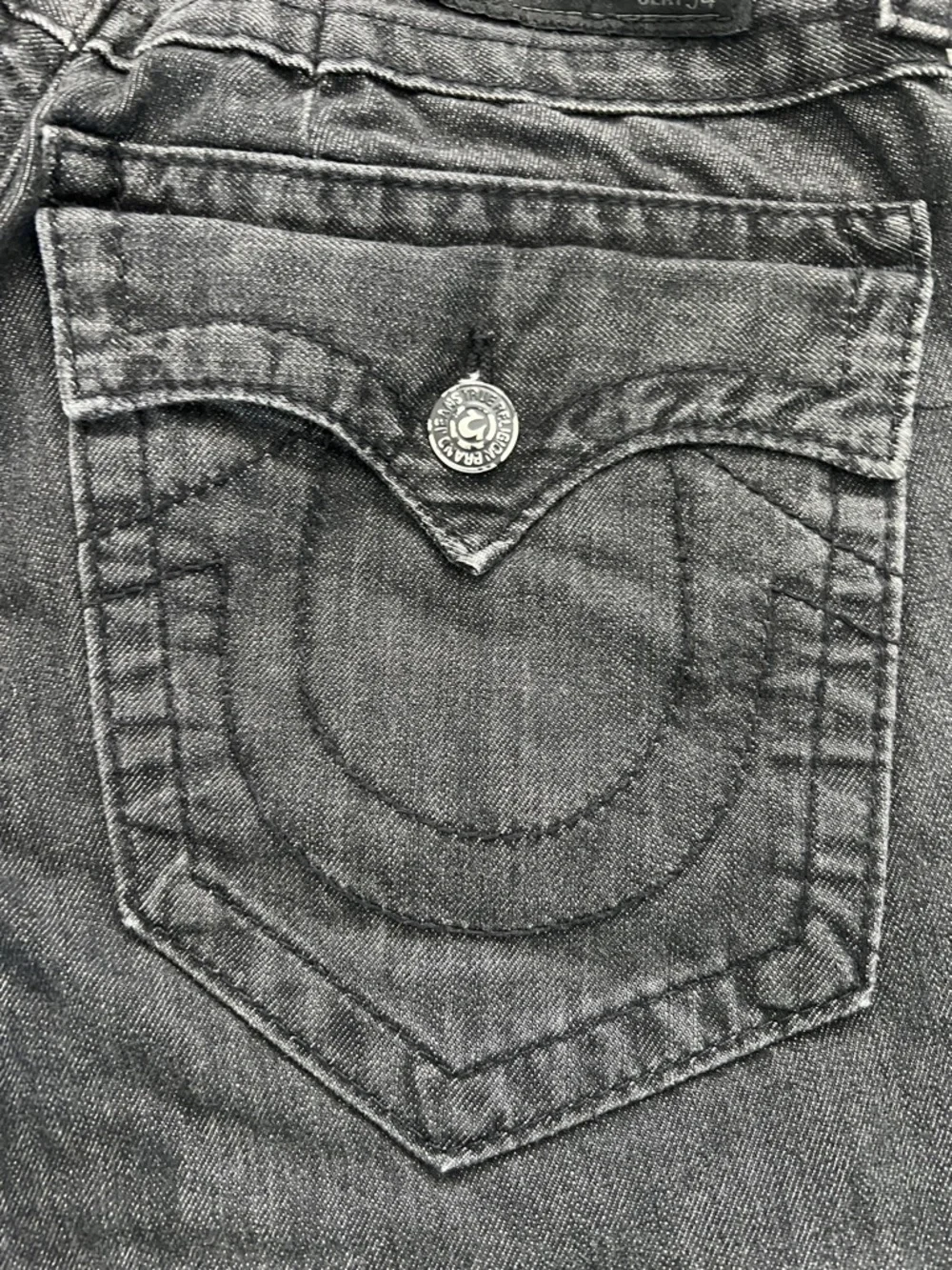 True Religion Men’s Ricky Straight Black Denim Jeans Flap Pockets - Size 34